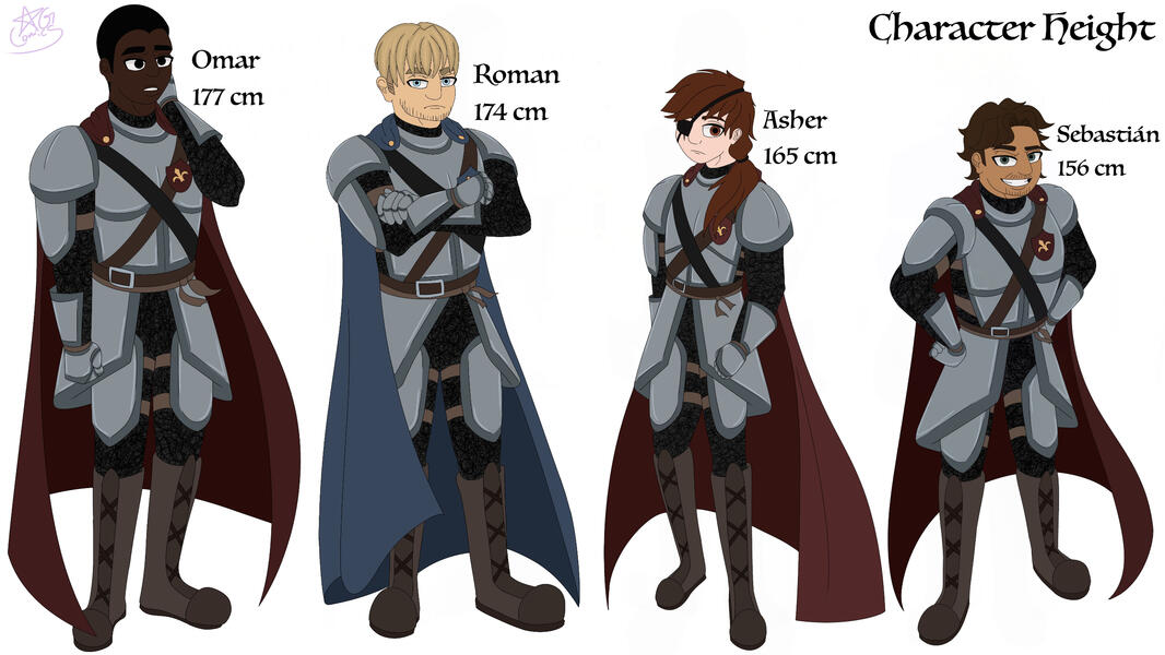 Character Height Sheet: Medieval Fantasy Knights